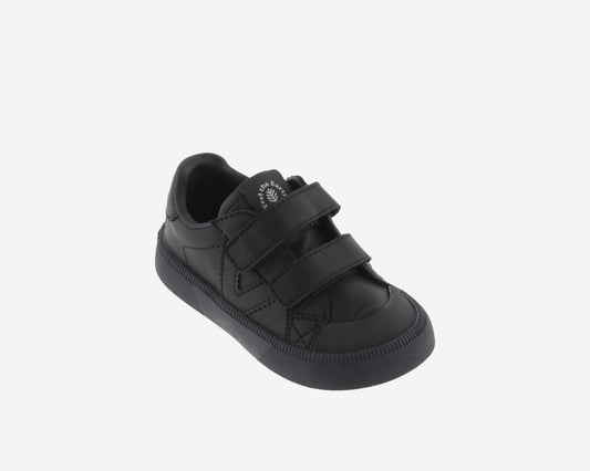 Sapatilhas Oliver Marinho pretas com fecho em velcro, confortáveis e flexíveis para crianças.