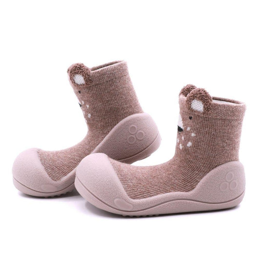 Meias Attipas Zootopia Bear Beige para crianças, promovem um desenvolvimento saudável dos pés.