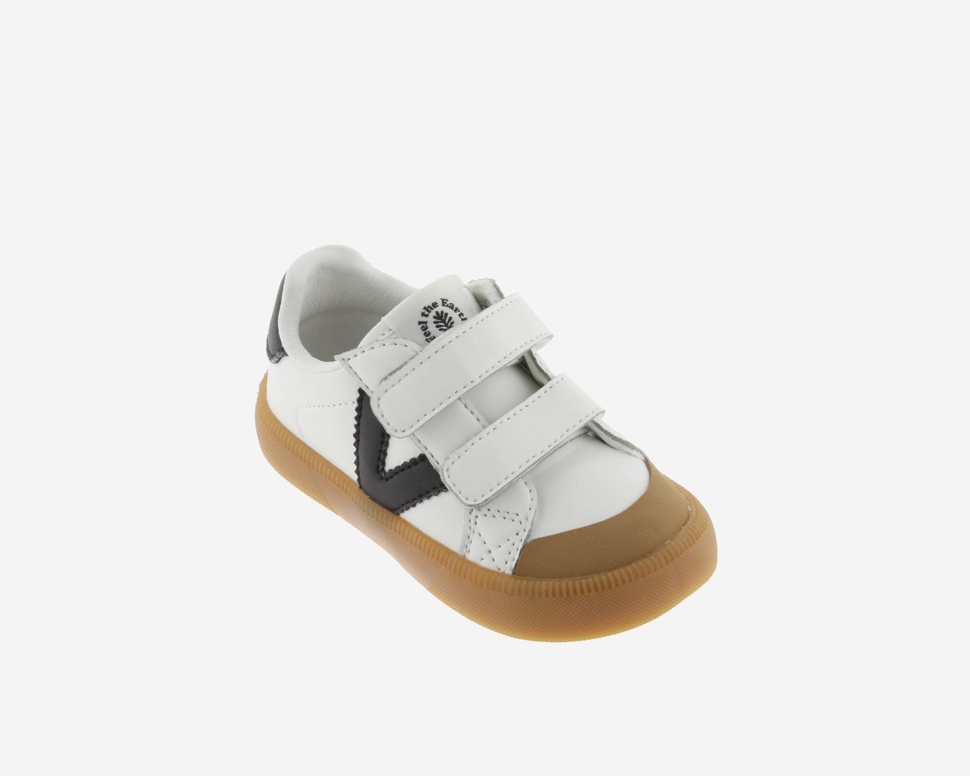 Sapatilhas Oliver Risca Preta, confortáveis e veganas, com fecho em velcro, para crianças.